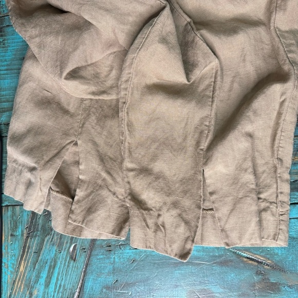 Laura Tan Linen Lightweight Tan Pants Split Hem Size 14 - Picture 5 of 11